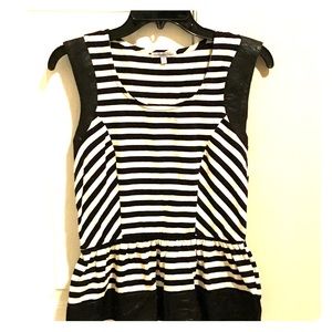 Black and white peplum tank top